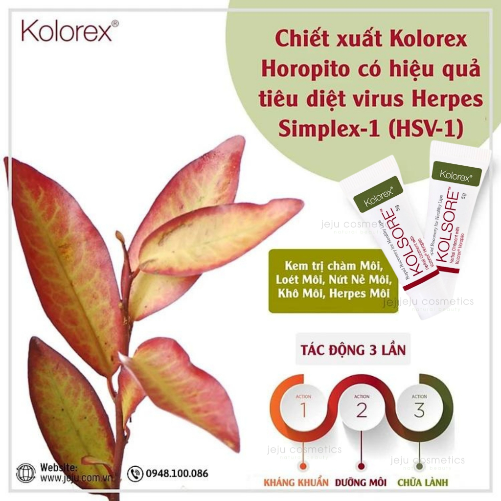 Kem Chàm Môi, Loét Môi, Nứt Nẻ Môi Herpes Môi Kolorex Kolsore Lip Care Ointment
