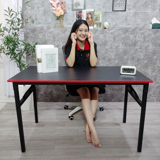 Bàn làm việc xếp gọn [R60*D120*C75cm] mặt gỗ MDF ĐEN nhập khẩu cao cấp - chân sắt màu đen vuông 30x30 chắc chắn