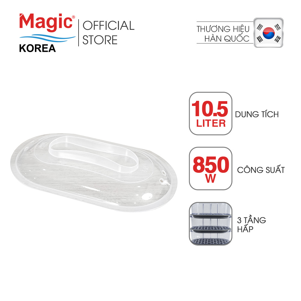 Máy hấp thực phẩm 3 tầng Magic Korea A61,10.5L hấp cùng lúc 2 con gà 1.2kg,tự động ngắt điện,bảo hành chính hãng