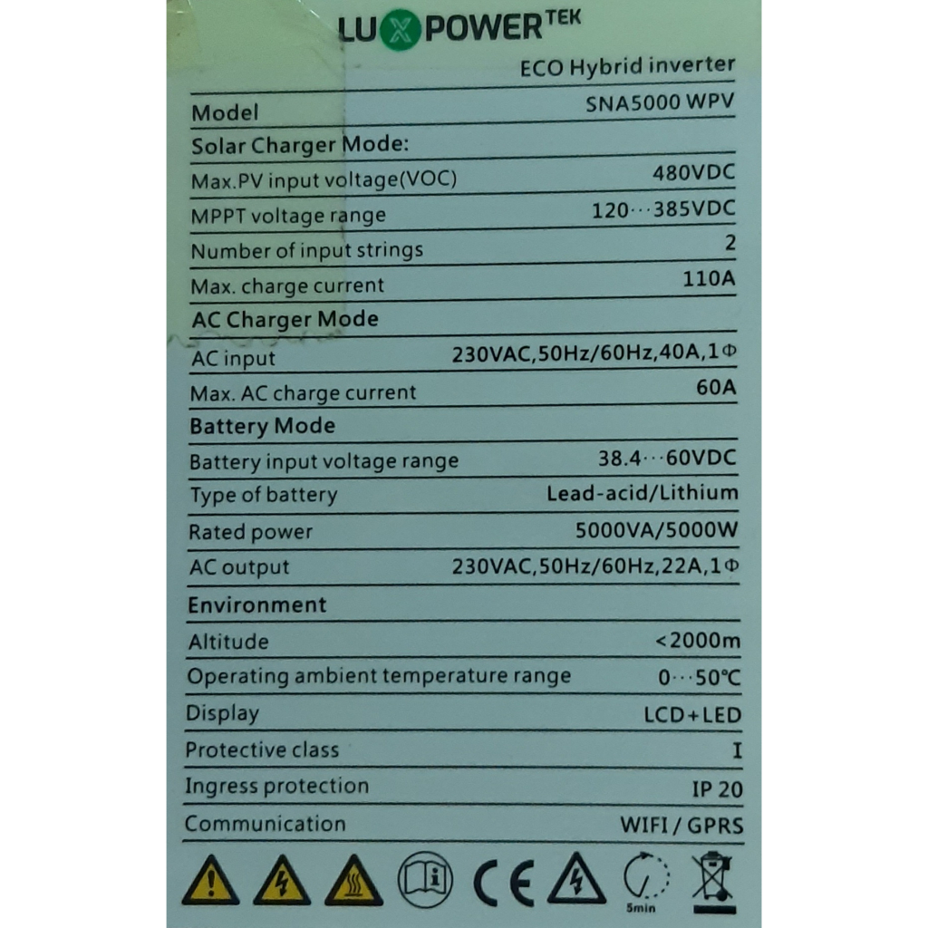 Biến Tần Luxpower Hybrid SNA 5KW chính hãng tại Hà Nội