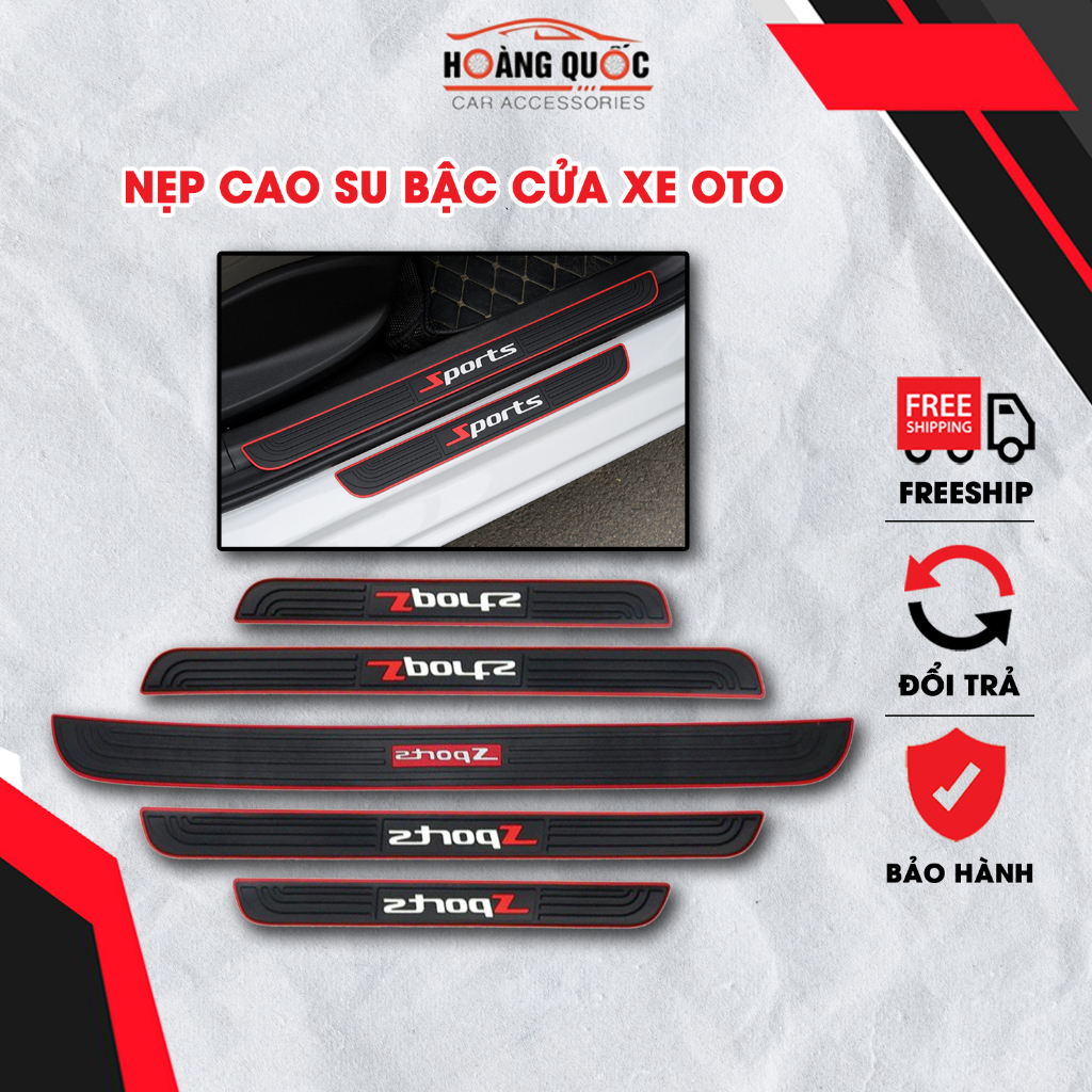 Bộ 4 Nẹp Bước Chân Cao Su Chống Trơn Trượt, Chống Trầy Xước Bậc Cửa Lên Xuống Ô Tô, Full Logo Các Hãng Xe
