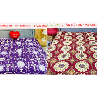 Chăn hè thu Everon màu tím và màu đỏ đô giảm giá Modal