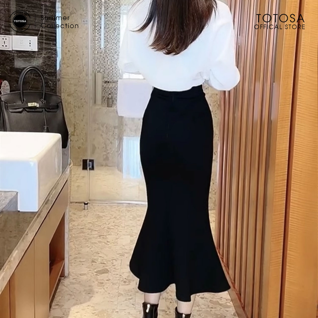 Chân váy đuôi cá dáng dài, váy đuôi cá xòe dáng Midi ôm dáng cực xinh chất cotton co giãn phong cách Công Sở Hàn Quốc