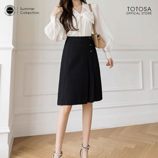 Chân váy nữ, váy chữ A công sở xếp ly chất tuyết mưa dài qua gối - TOTOSA