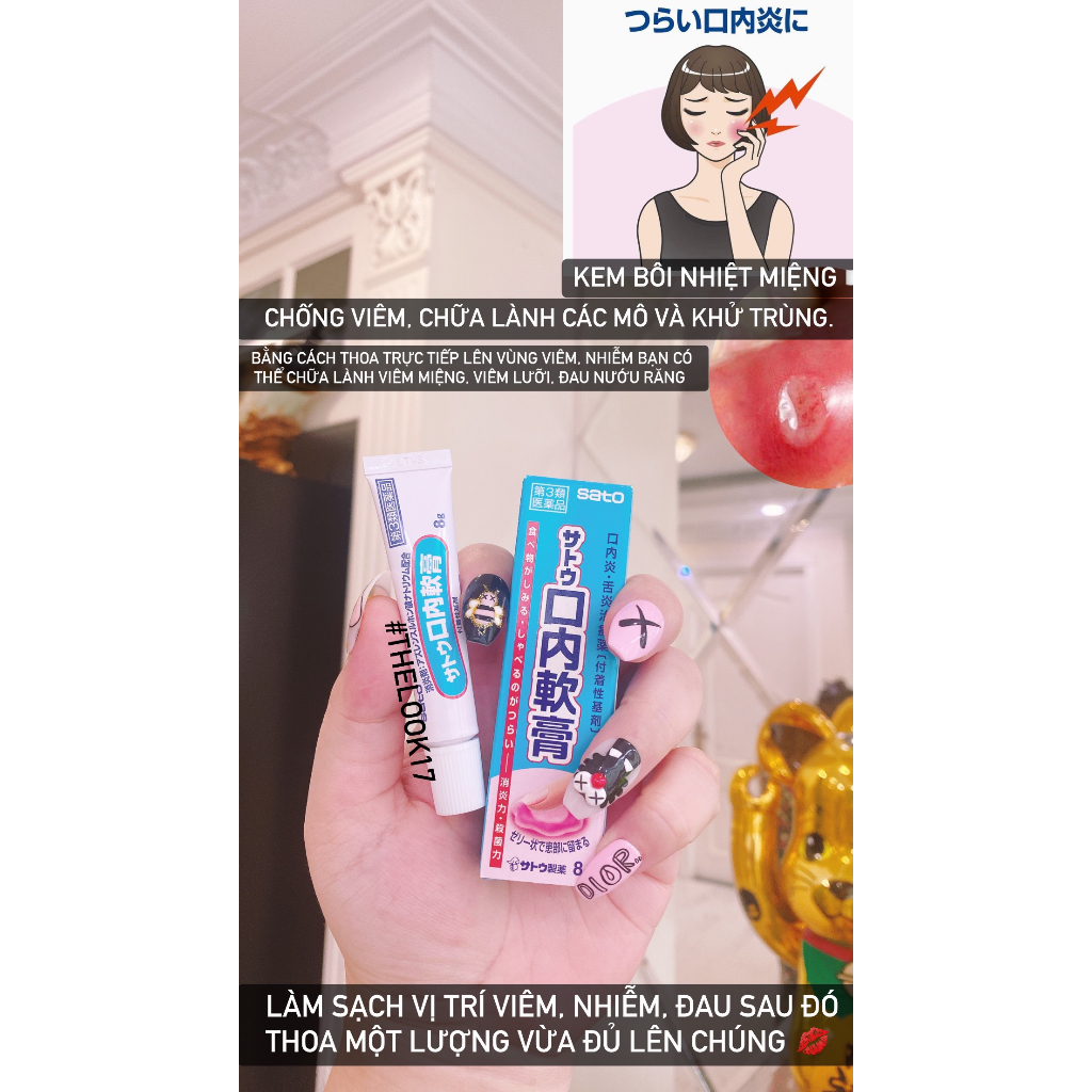 Kem bôi giảm nhiệt miệng , viêm lưỡi Sato  - Nhật