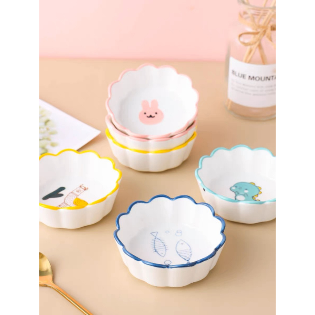 Chén sứ và muỗng hoạt hình dành cho hamster, sóc, nhím, chó, mèo, thỏ bọ