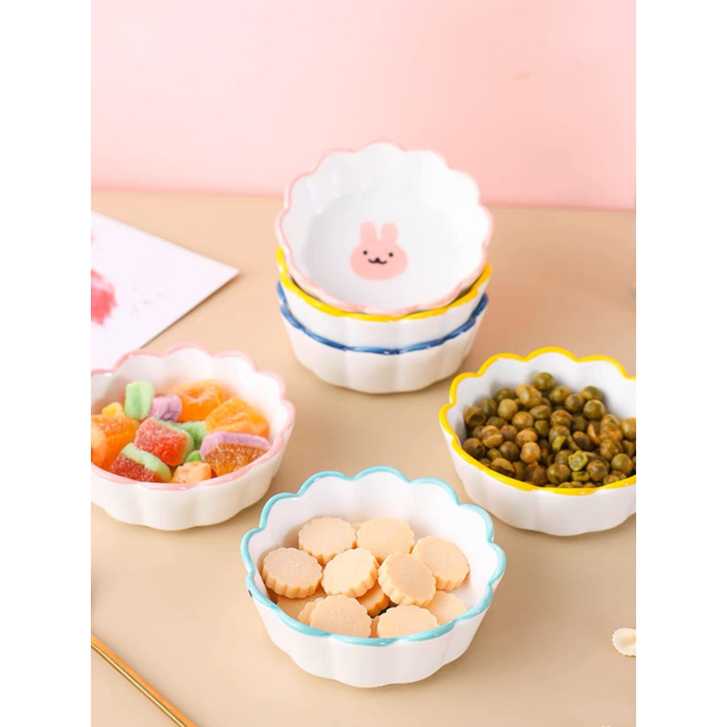 Chén sứ và muỗng hoạt hình dành cho hamster, sóc, nhím, chó, mèo, thỏ bọ