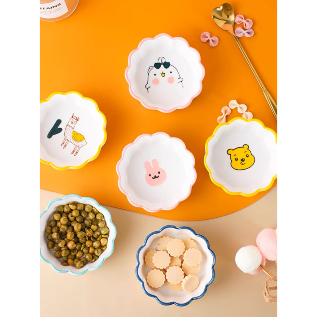 Chén sứ và muỗng hoạt hình dành cho hamster, sóc, nhím, chó, mèo, thỏ bọ