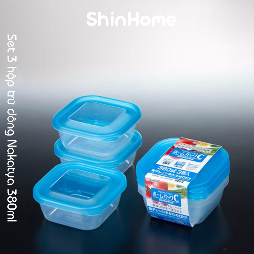 Set 3 hộp nhựa trữ đông Nakaya Nhật 380ml