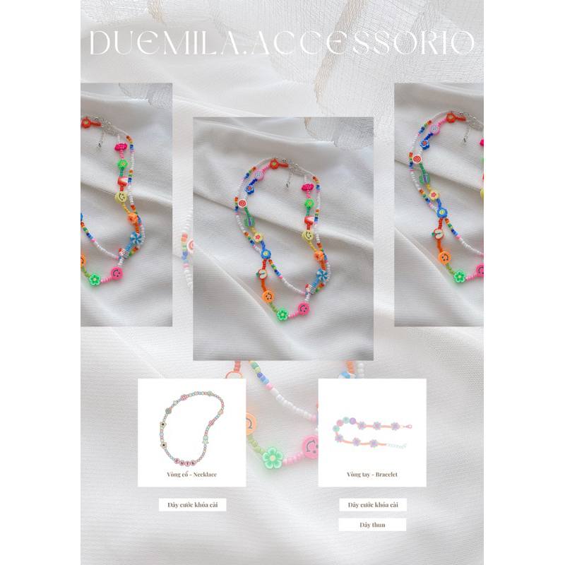 Vòng cổ chuỗi hạt cườm charm sáp