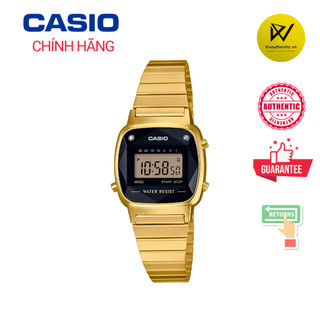 [Hàng chính hãng] Đồng Hồ Nữ Casio LA670WGAD-1DF Dây Mạ Vàng - Mặt Vuông Đính Kim Cương Tự Nhiên - Bảo Hành Chính Hãng