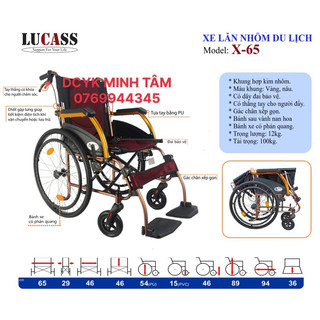 Xe lăn nhôm du lịch lucass x-65 | x65