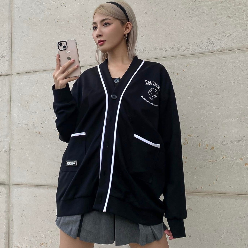 Áo khoác cardigan 'COCCACH CLUB' hình thêu cao cấp CCS144
