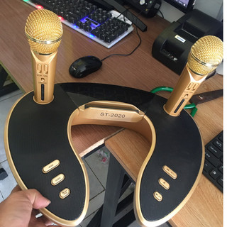 Loa Karaoke Bluetooth, 2micro không dây cao cấp, ST2020 kiểu dán độc đáo, âm thanh chuẩn, loa to, bảo hành 6 tháng.