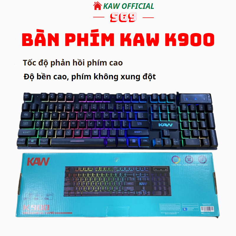 Bàn phím giả cơ KAW K900, bàn phím chơi game 4 chế độ Led Siêu Đẹp, Gõ Siêu Nhạy Dành Cho Chơi Game- BH12 tháng