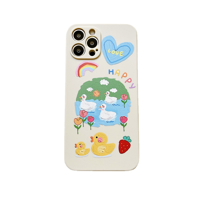Ốp điện thoại tpu mềm in vịt sơn dầu thích hợp cho iPhone 11 Pro Max X Xr Xs Max 7 8 Plus Se 2020 12 13 pro max e2264