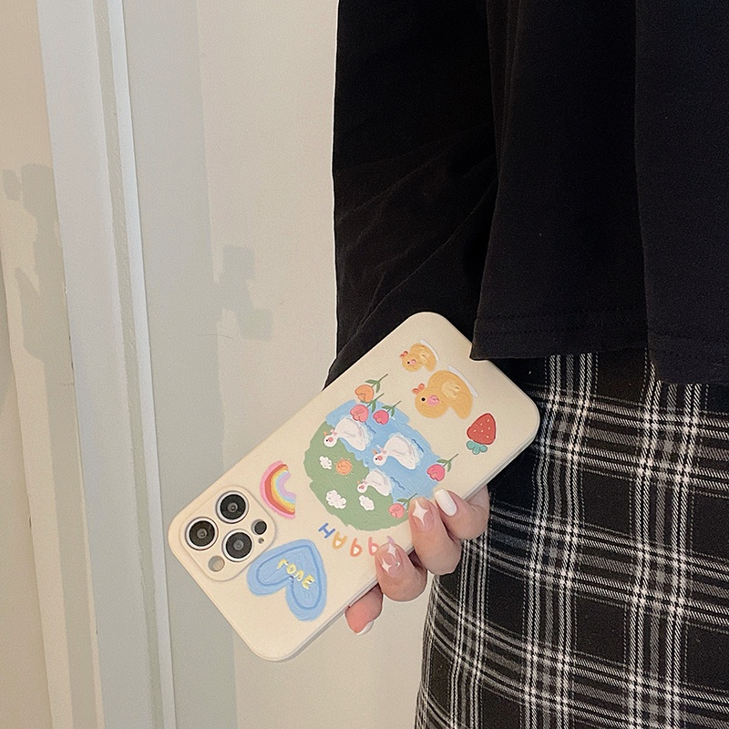 Ốp điện thoại tpu mềm in vịt sơn dầu thích hợp cho iPhone 11 Pro Max X Xr Xs Max 7 8 Plus Se 2020 12 13 pro max e2264
