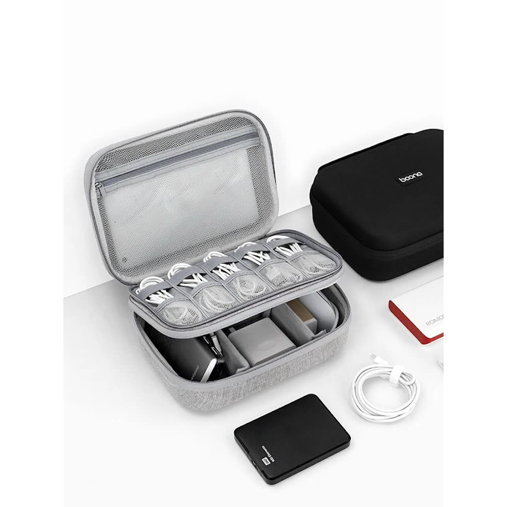 Túi đựng cáp sạc laptop điện thoại hộp đựng phụ kiện công nghệ form cứng size lớn Baona (Boona) F015 F016 - F011 - F029