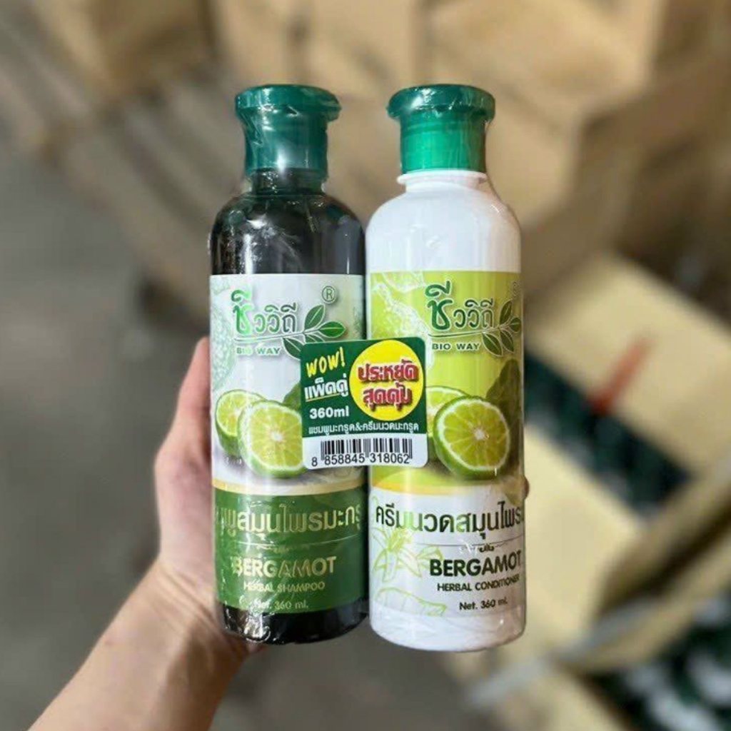 Cặp Gội Xả Bioway Thái Lan, Gội Xả Tinh Dầu Chanh Ngăn Gầu, Ngăn Rụng Và Kích Thích Mọc Tóc 360ml