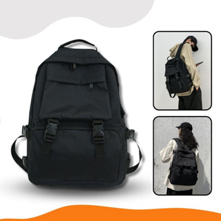 Balo laptop OLASEN cặp sách nữ basic trơn màu đen vải chống thấm nước phong cách năng động trẻ trung BL01