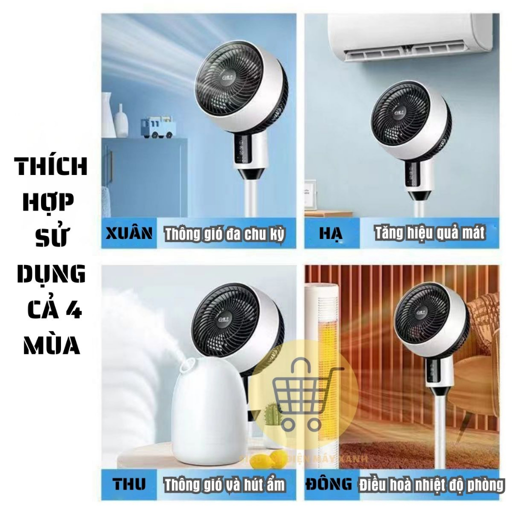 Quạt Cây Tuần Hoàn Không Khí Siêu Mát, 3 Tốc Độ Gió, Góc Gió Rộng, Chiều Cao Tuỳ Chỉnh, Hẹn Giờ Tắt - Bảo Hành 1 Năm | BigBuy360 - bigbuy360.vn