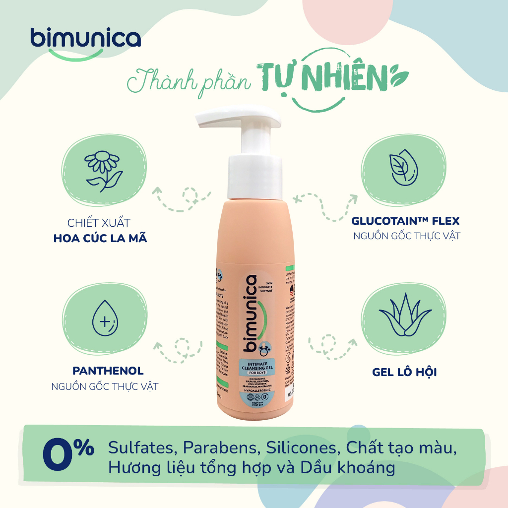 Combo Tắm Gội Dung Dịch Vệ Sinh Bé Trai Cao Cấp BIMUNICA Từ 0 Tháng Tuổi