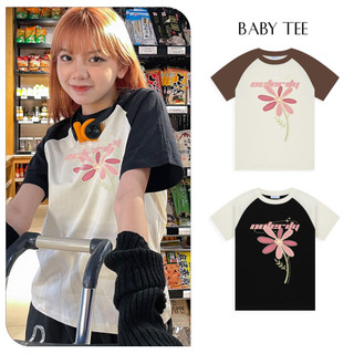 Áo thun nữ baby tee tay lỡ form rộng, dáng unisex tay phối outerity daisy