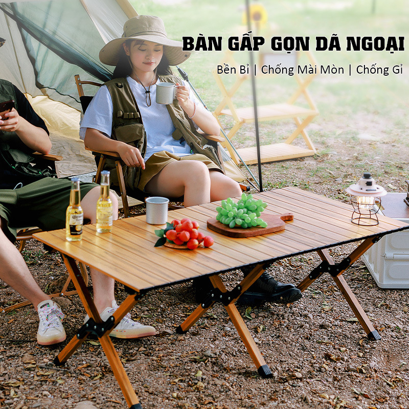 Bàn dã ngoại xếp gọn picnic du lịch gấp gọn bằng hợp kim nhôm cao cấp siêu nhẹ, khung chắc chắn, độ bền cao [DCP21]