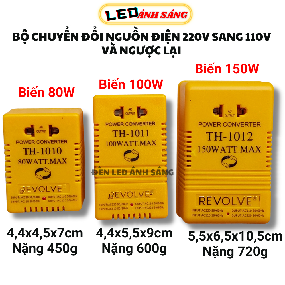 Bộ chuyển đổi nguồn 2 Chiều từ 220V ra 110V, 110v ra 220V, công suất 80W / 100W / 150W biến áp biến thế chuyển điện