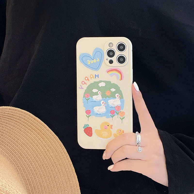 Ốp điện thoại tpu mềm in vịt sơn dầu thích hợp cho iPhone 11 Pro Max X Xr Xs Max 7 8 Plus Se 2020 12 13 pro max e2264