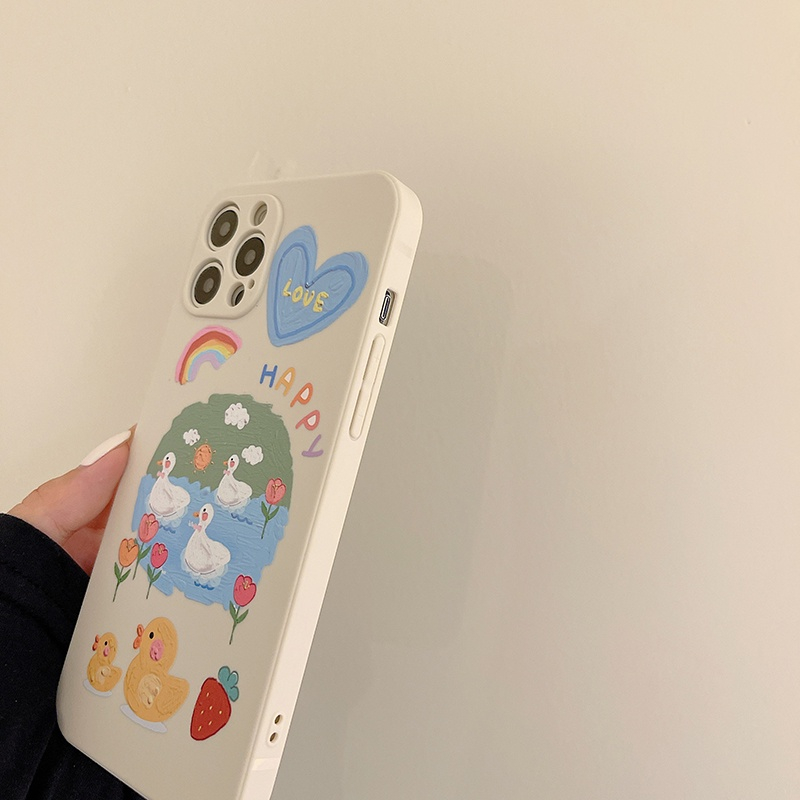 Ốp điện thoại tpu mềm in vịt sơn dầu thích hợp cho iPhone 11 Pro Max X Xr Xs Max 7 8 Plus Se 2020 12 13 pro max e2264