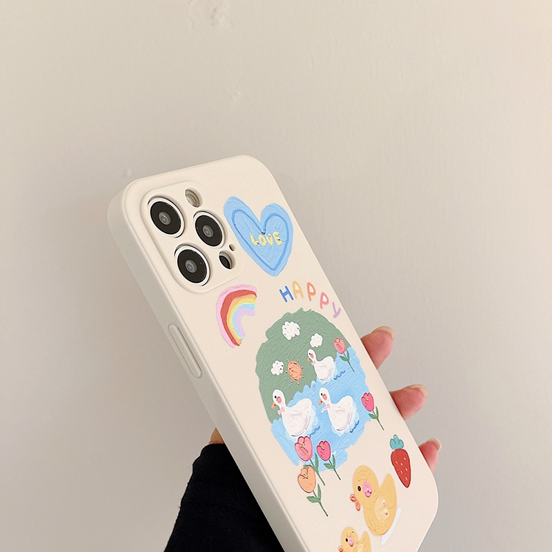 Ốp điện thoại tpu mềm in vịt sơn dầu thích hợp cho iPhone 11 Pro Max X Xr Xs Max 7 8 Plus Se 2020 12 13 pro max e2264