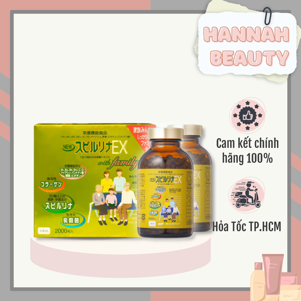 Tảo Vàng Spirulina Ex With Familly 2000 Viên Nhật Bản