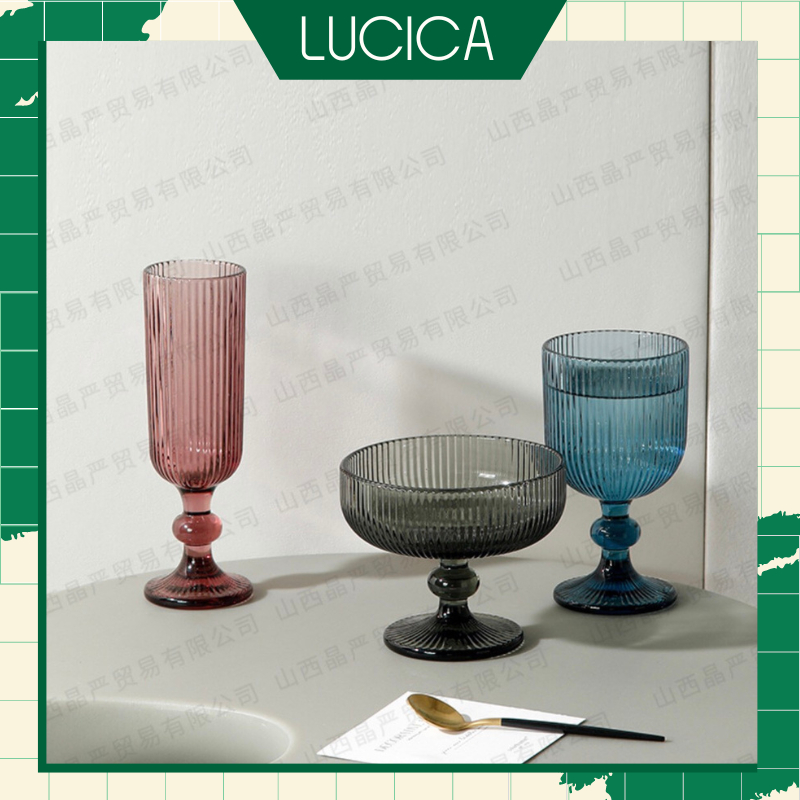 Ly vang cốc thuỷ tinh nhiều màu Restro mẫu mới dùng decor trang trí bàn tiệc sang chảnh Lucica