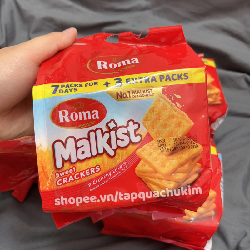 Bánh quy giòn phủ đường ROMA MALKIST sugar crackers bịch 216G  Indonesia
