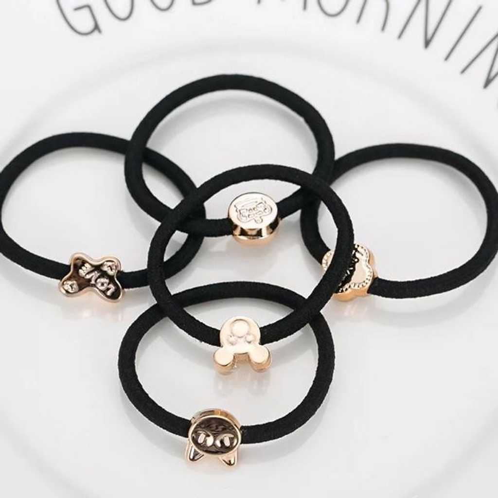 Chun cột tóc , thun cột tóc đen phong cách tối giản - 01 cột tóc