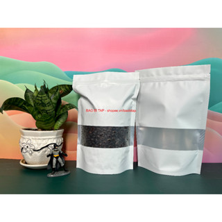   1KG  Túi Zipper Đáy Đứng Màu Trắng Có Cửa Sổ Trong Suốt 