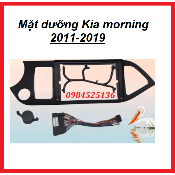 Mặt dưỡng kia morning 2011-2019 kèm jack nguồn zin - lắp màn android 9 inch,khung dưỡng nâng cấp màn hình,mặt nạ taplo