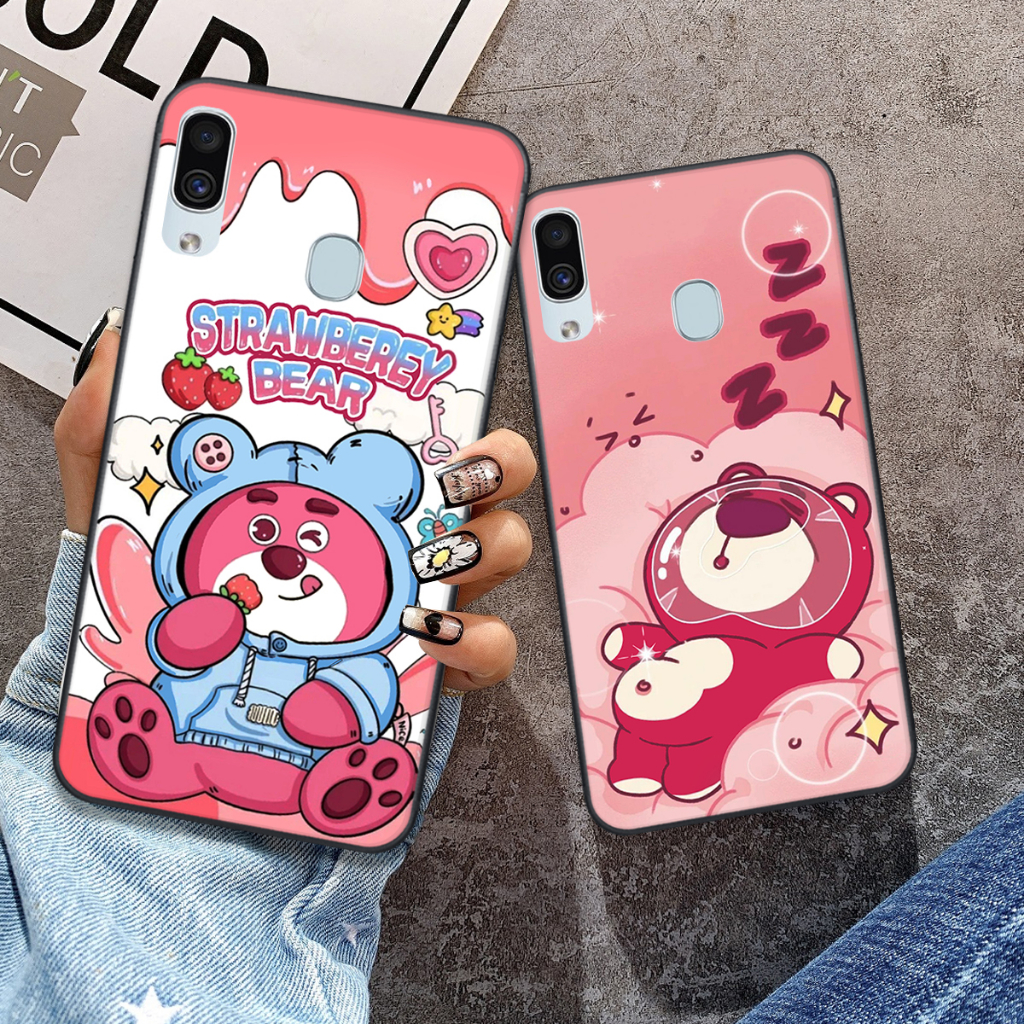 Ốp Samsung A20 / A30 / M20 / M30 / A20S in hình gấu dâu bae lotso hồng cute dễ thương đẹp hot trend