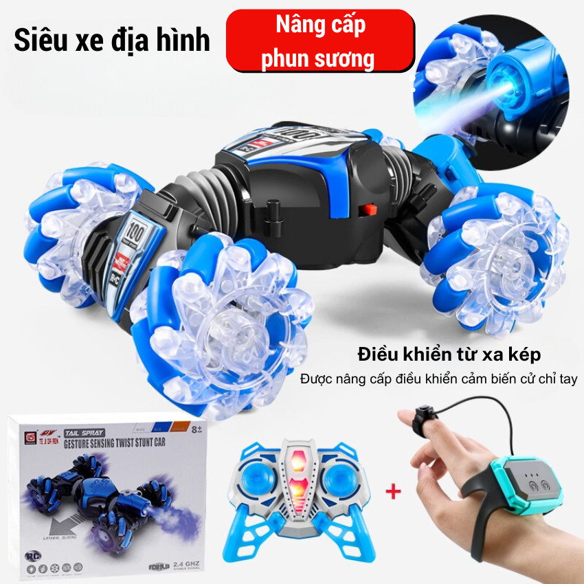 Ô tô đồ chơi địa hình điều khiển từ xa - Đồ chơi cho bé dùng cử chỉ nâng cấp khói, xoay 360 độ vượt mọi địa hình