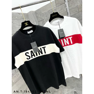 Áo thun Saint - Larent phối hình in ngang phong cách Dolce trẻ trung, Áo thun Unisex Form Rộng Cháy Phố 2023