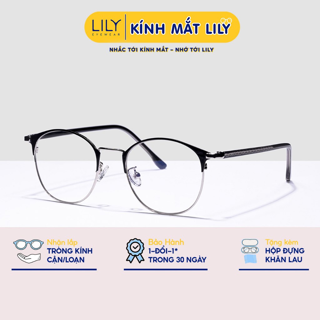 Gọng kính nữ kim loại Lilyeyewear mắt tròn thanh mảnh nhẹ nhàng màu sắc thời trang 1030