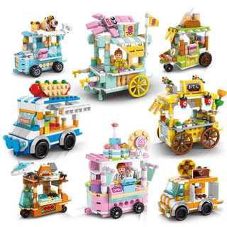 Lego lắp ráp mô hình xe đẩy quán ăn đường phố cho bé
