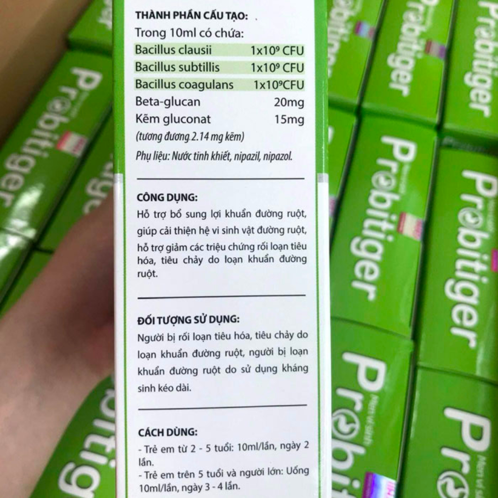 Men vi sinh Probitiger - giảm táo bón, tiêu chảy, biếng ăn và giúp tăng miễn dịch ở bé - Hộp 20 ống 10 ml - NT Bình An