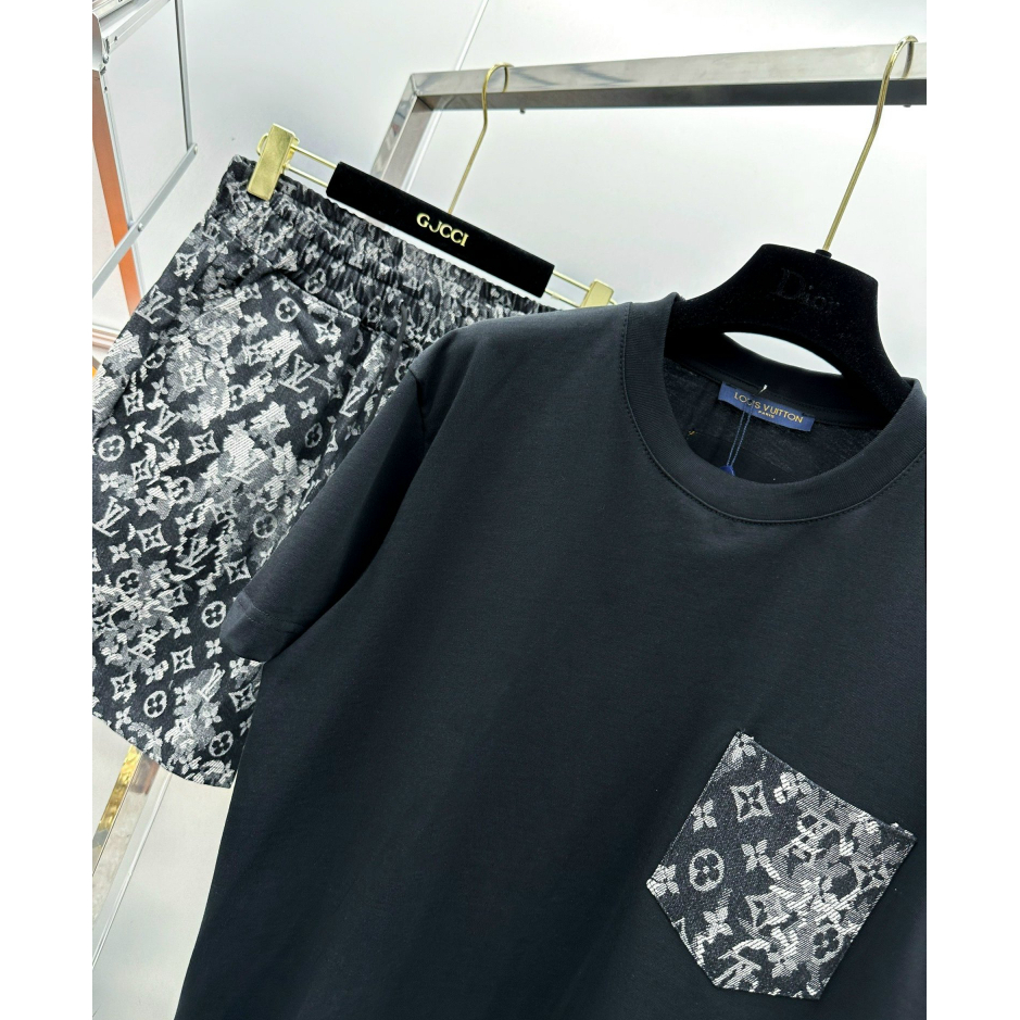 Set Quần Áo LV Luon Vuituoi Short-Sleeved Denim full tag túi, Bộ quần áo cuban shirt LV