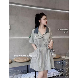 Đầm sơ mi tay ngắn cổ bẻ rút eo thời trang!