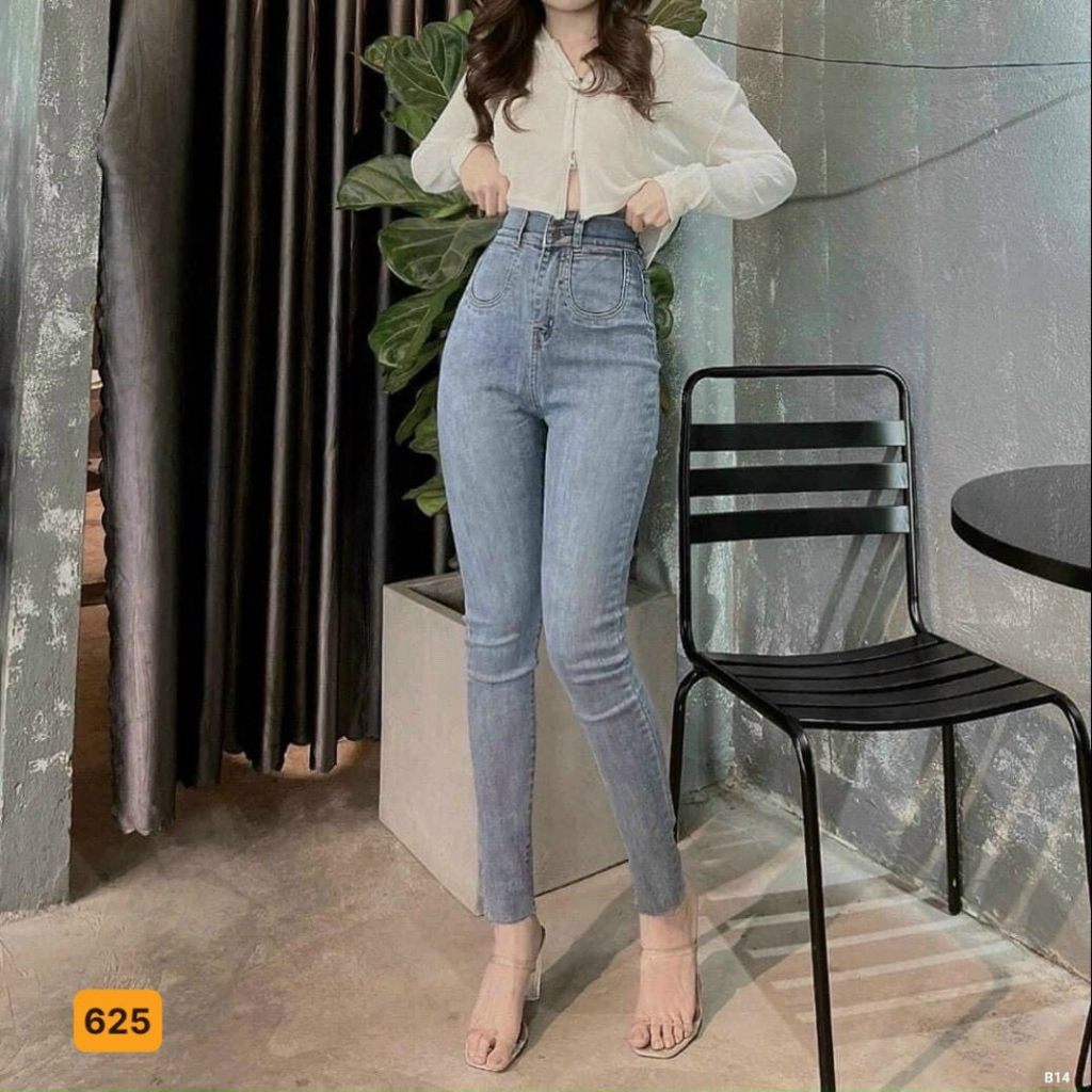 Quần jean nữ xanh nhạt trơn ôm dáng cao cấp - chất vải denim dày dặn co giãn thoải mái - TUẤN KIỆT Store 8888 I001
