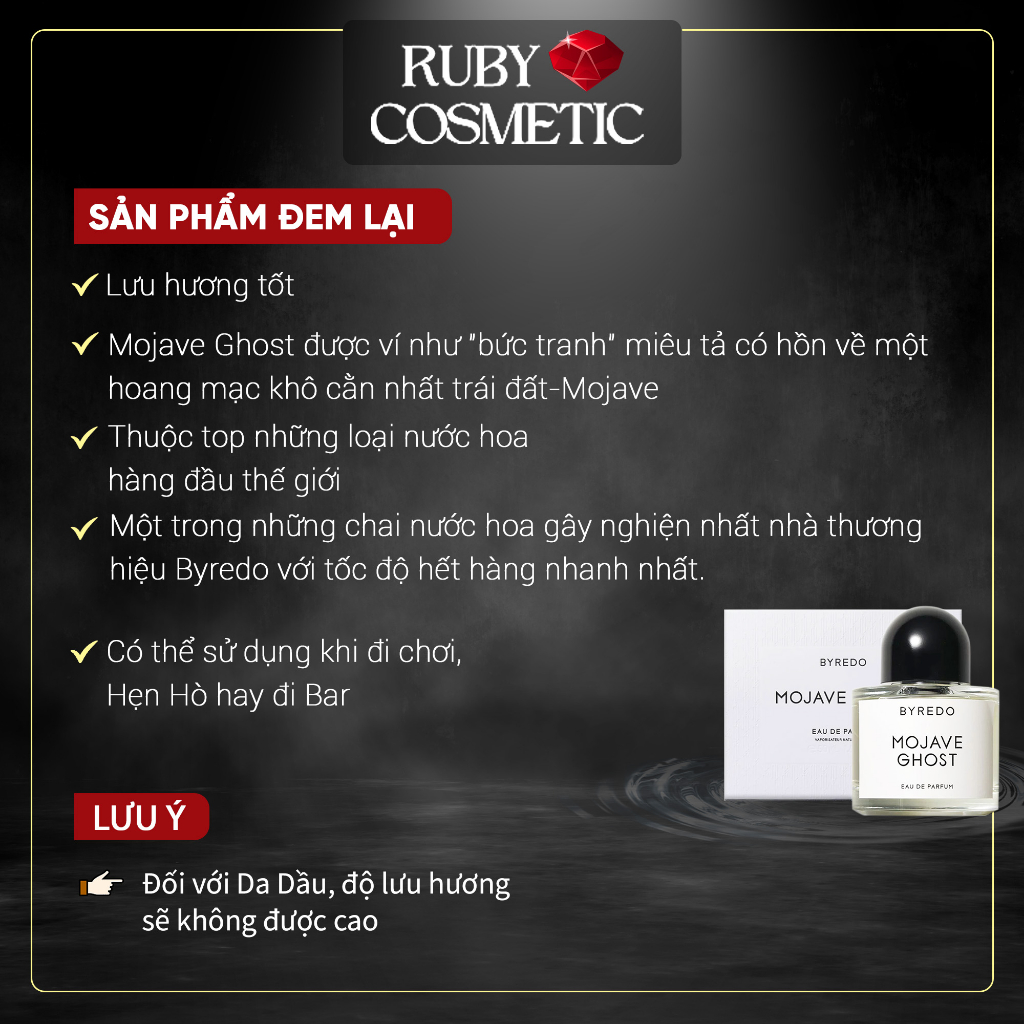 Nước hoa nữ Byredo Mojave Ghost mùi hương thơm ngát 4 mùa Rubycosmetic