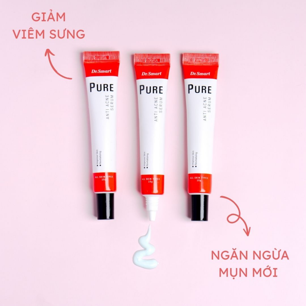 Serum giảm sưng mụn cho mọi loại da, serum giảm thâm mụn Anti Acne Serum Dr.Smart 15g