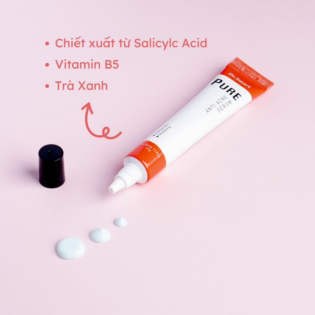 Serum giảm sưng mụn cho mọi loại da, serum giảm thâm mụn Anti Acne Serum Dr.Smart 15g